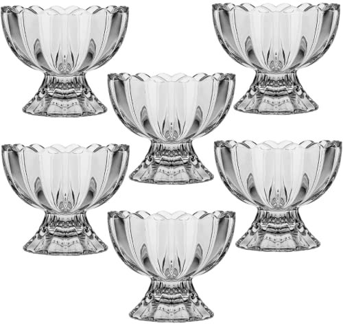 SG Traders 6 Piece Trifle Bowl Set Ice Cream Bowls Decorative Bowl Glass Fruit Bowl Set Fruit Salad Dessert Bowls Crystal Effect Glass Salad Bowl Trifle Sundae Glasses Serving Bowls 120 ML
