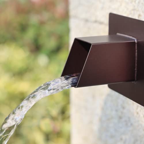 PONDO 5,1 cm großer quadratischer Wasserbrunnen-Ausgießer, 316 Edelstahl, Spillway mit Konstruktionssprühsteg, für Pools, Teiche, Wasserwände, Brunnen (braun)