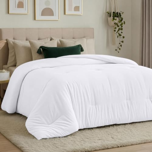 Utopia Bedding All Season Down Alternative Quilted Comforter Full Size- Duvet Insert with Corner Tabs- Machine Washable - Bed Comforter – White