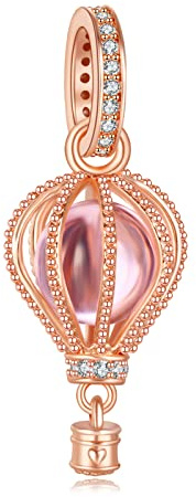 LaMenars Roségoldener Heißluftballon Charm 925 Sterling Silber Perlen passend für Armbänder, Halloween Geburtstag Schmuck Geschenke Frauen