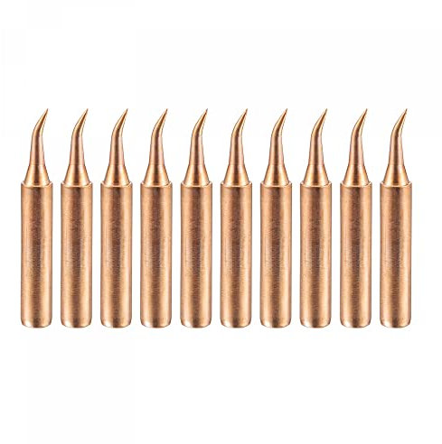 sourcing map 10Stk Bleifreie Lötkolben Spitz Gebogen Ersatz für Lötstation 4mmx41mm