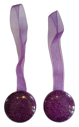 Coppia di Calamite per Tende - Semplici di Forma Tonda (Stile Glitter) - In Vari Colori (Viola)