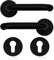 Bwintech 1 juego Manilla de acero inoxidable Negro mate,Herraje para puertas de habitaciones,En forma de C,con escudo euro agujero