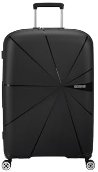 American Tourister Erweiterbarer Hartschalenkoffer mit Spinnrädern, schwarz/schwarz, Big, Erweiterbares Hartschalengepäck mit Spinnrädern
