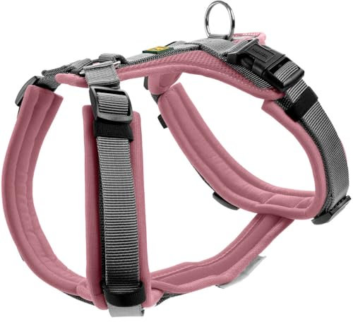 HUNTER Hundegeschirr Maldon UP, Farbe: Altrosa/grau, weich gepolstert & komfortabel, stark reflektierend durch 3M Scotchlite, 4-Fach verstellbar, mit gepolstertem Griff (ab S-M), Größe: XS-S