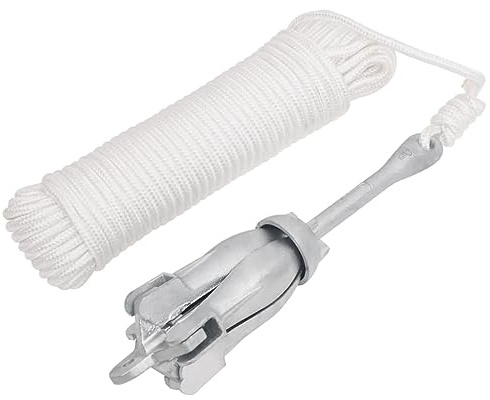 vidaXL Klappanker mit Seil Silbern 2,5 kg Temperguss