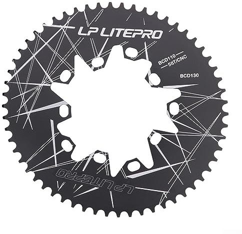 Fahrrad Kettenblatt, Fahrrad Oval Scheibe, Fahrrad Kettenblatt Kurbel Doppel BCD Oval Platte 110/130mm für Rennrad/Faltrad, 60T