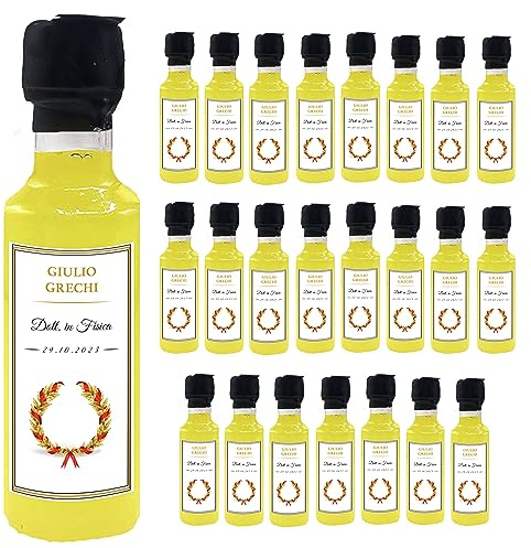 24 Bottiglie mignon di Limoncello Personalizzato - Idea esclusiva e originale per bomboniere di laurea (Corona oro)