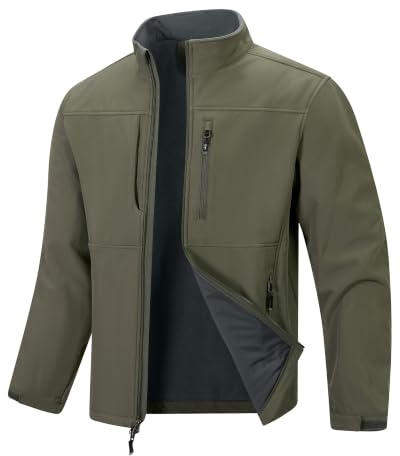 33,000ft Softshelljacke für Herren Ohne kapuze Wasserdicht Fleecejacke | Warme Übergangsjacke, Gefüttert Outdoorjacke, Winddicht Funktionsjacke, Wanderjacke mit Brusttasche, Golf, Laufen, Fahrrad