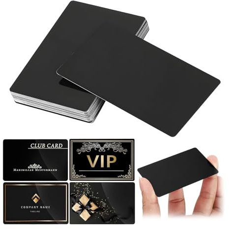 LNGJIN50 Stück Aluminiumlegierung Visitenkarte,86X54mm Metall Visitenkarten Rohlinge,Metallkarten,Gravierte Visitenkarten Aluminium,für DIY Geschenkkarten Bürokunden,Visitenkarten Blanko (schwarz)