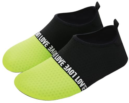 AUXDIQ Schwimmschuhe Badeschuhe Aquaschuhe Surfschuhe Wasserschuhe Strandschuhe Barfuß Schnell Trocknend für Damen Herren, Grün, 39/40 EU