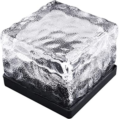 Amosfun 4stücke Solar Led Glasstein Bodenlicht Solarbetrieben Wetterfest Für Garten Terrasse Rasenbeleuchtung Einfache Installation Energiesparend Weißes Licht