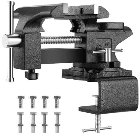 TEENO Schraubstock 6 inch 7.6kg 150 mm Kieferbreite,Maximale Öffnung 115 mm，Tischschraubstock drehbar 270°,Material aus Stahlguss，Klemmkraft 1000Kg，Es ist abnehmbar und doppelt verwendbar