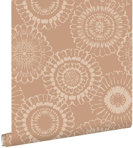 papier peint fleurs terracotta 50 x 900 cm - ESTAhome