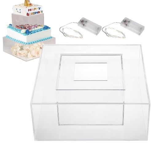 Alzata per torta nuziale, alzata per torta | Espositore cilindrico quadrato riempibile, alzate per dolci da forno per feste, compleanni, matrimoni