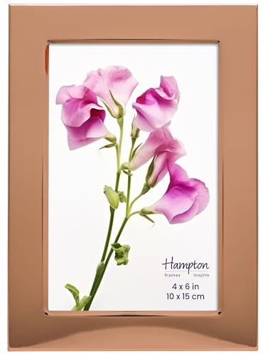 inspire by Hampton Frames Coburn cornice portafoto in rame lucido 10x15 cm, vetro, profilo largo 22 mm, retro effetto velluto grigio, orizzontale o verticale