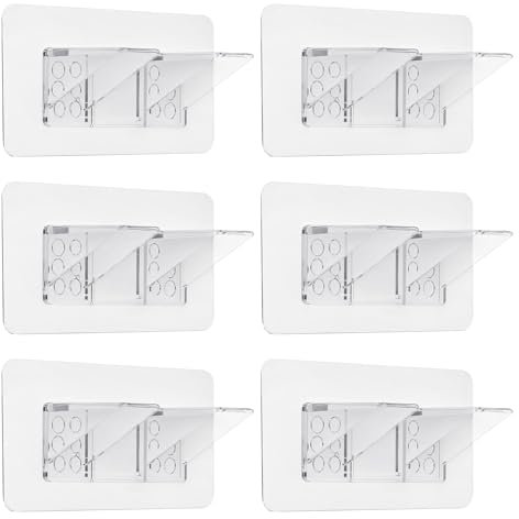 6 Pcs Große selbstklebende Regalwinkel, Doppelreihe verdickter Regalstützen, Klebehaken für Regale, Regalstützen ohne Bohren, Transparente Schrankbodenhalter