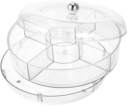 IMIKEYA Rotating Fruit Platter Snack Serving Tray Compartment Box for Food Storage Ice Serving Platter Lid