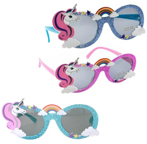 DEARMAMY Cartoon-brille 3 Stück Party-brille Geburtstagsdekoration Anzieh-glas Lustiges Kostüm-requisit Dunkles Licht Zufällige Farbe