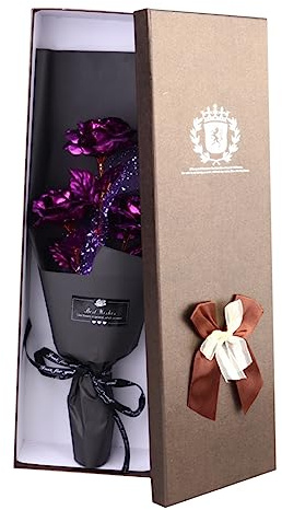 MUSISALY 1pezzi Regalo Fiore Rosa in Lamina d Oro Di Bouquet Simulato Scatola Regalo Per Coppie Sposate e Amanti