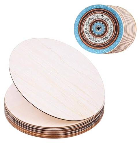 16Stück Runde Holzscheiben zum Basteln Deko,15cm Holzplatten zum Basteln, Dünne Holzplatte Rund,holzplatte rund Bastelholzplatten zum Basteln Gravieren Brennen Malen DIY Kunst