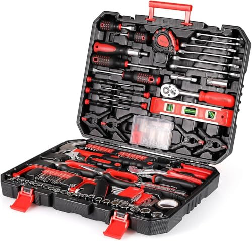 198 Piece Home Tool Kit Set with Storage Case, Portable Hand Tools for DIY, Car Repair, Home Maintenance, Includes Screwdrivers, Socket, Adjustable Wrench, Pliers, Mechanic Toolbox for Men Women