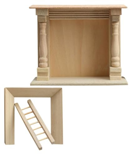 Abaodam Miniature Unpainted Wooden Fireplace Accessoire De Maison De Poupée Modèle De Cheminée Bois pour Scènes De Jeu Imaginatives Et Décoration De Salon Miniature