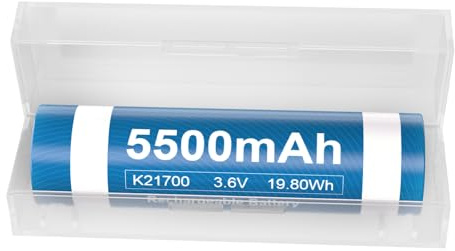 WAEUUKKPO 1 batteria da 5500 mAh migliorata ad alta capacità 3,6 V con scatola di immagazzinaggio per torcia frontale