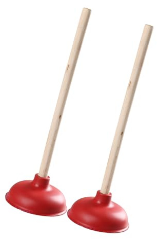 ohodhmnu 2 desatascadores de inodoro de madera con mango largo para desbloquear eficazmente en baños y cocinas