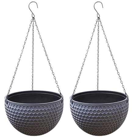 Jubilofex Cesto Da Appeso Cestello Da Fioriera In Resina 2pcs con Fori Drenati | Vasi Autoalimentati con Un Forte Carico per Balcone, Finestra, Soffitto, Cesti Da Appeso