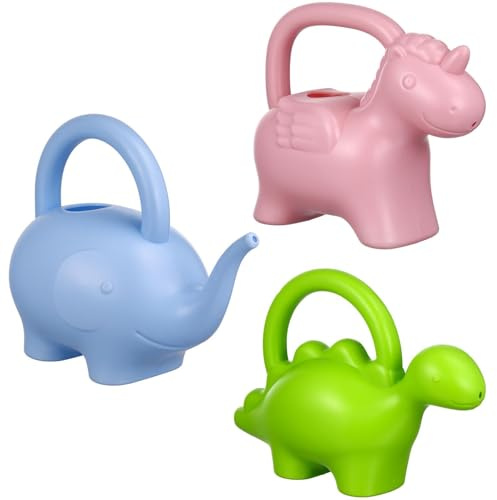GALPADA 3piezas Regadera Forma De Animal De Plástico Dibujos De Elefantes Unicornios y Dinosaurios para Interior y Exterior Herramienta De Horticultura Regadera De Jardinería