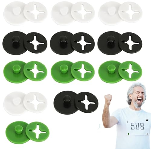 - Fibbia con numero – 12 pezzi/24 clip di fissaggio per numeri di partenza | Clip per salopette per corridori | Supporto per numero di partenza per sci, pattinaggio, ciclismo, multicolore, 12pcs, Vedi