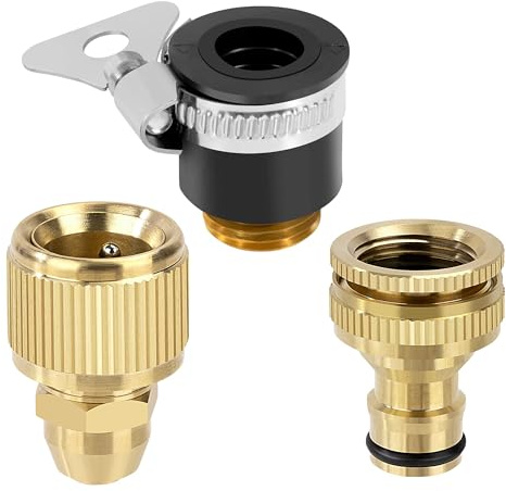 Elegrip Raccordi Rapidi in Ottone per Tubo da Giardino, 1/2/ & 3/4 Connettore per Tubo Flessibile, Raccordi Rapidi per Tubo de 3/8 Pollici (3 Pack)