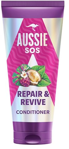 Aussie SOS Réparation & Revitalisation Après-Shampooing 350ml Pour Cheveux Secs, Stressés et Abîmés, Doux et Hydratés Protège des Dommages de Coiffage