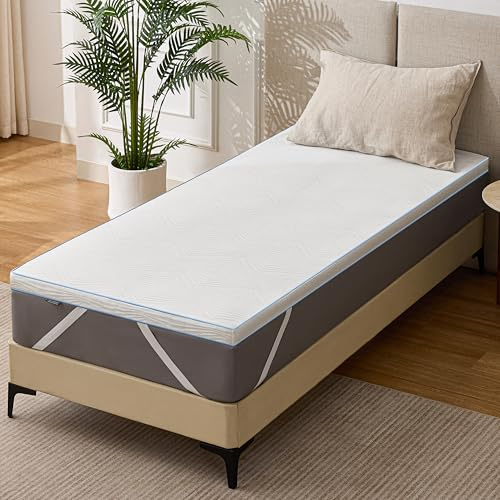 Solviente Topper 80x200cm H2-5cm de Grosor, Sobrecolchón de Espuma Viscoelástica y Fría, Certificado Oeko-Tex, Funda Extraíble, Antideslizante, Hipoalergénico y Transpirable