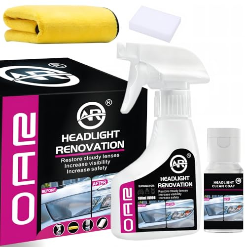 Headlight Restoration Kit, New Headlight Cleaner and Restorer Kit with Headlight Clear Coat for Yellowing & Oxidation, Head Light Restoring Kit Recovery 95% Light Transmission & UV Protection(6.43oz)