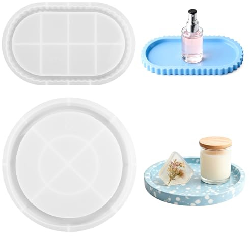 EXIN DEHCEN 2 stampi in silicone ovali, piatti in silicone con bordo, stampi in silicone con scanalature, per feste, matrimoni, Natale