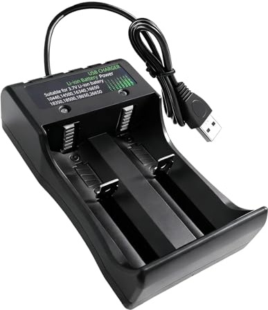 Caricabatterie 18650 Universale Rapida Carica Batteria per Batteria Ricaricabile Li-ion 3.7 V 18650 18490 18350 17670 17500 16340 14500 con 50cm Cavo USB