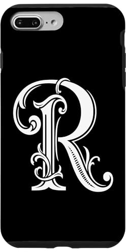 fancy Italic Initial monogram white cute alphabet Letter R Case for iPhone 7 Plus/8 Plus