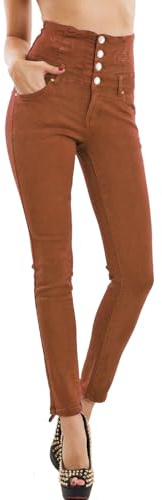 Toocool Jeans Donna Pantaloni Skinny Vita Alta Sigaretta Colorati Elastici Nuovi M5342 [ruggine,S]
