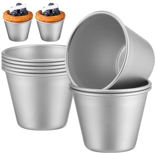 BIUDECO Stampi per Budino in Lega di Alluminio Set da 8 Pirottini per Muffin e Cupcake Piccoli Stampi per Torte Compatti e Versatili per Cottura Domestica e Feste