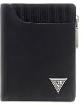 GUESS Berna Geldbörse aus Leder, Schwarz, 8 x 10 x 3 cm, mit 7 Kartenfächern, Münzfach mit Reißverschluss, RFID Safe