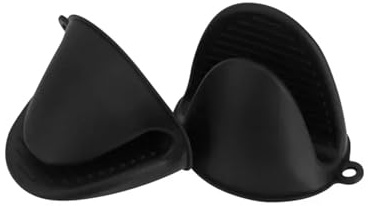 Maniques Cuisine Lot de 2 maniques en Silicone résistantes à la Chaleur, Anti-brûlure, antidérapantes, avec Pinces, for Cuisine et pâtisserie(2pcs-Black)