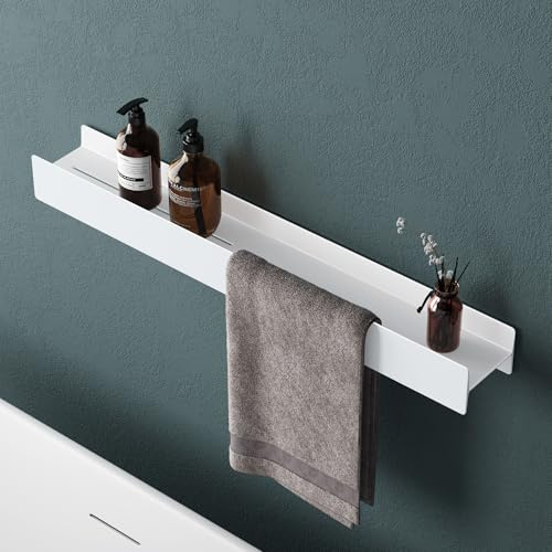 Mai & Mai Duschablage ohne Bohren 80cm Duschregal Matt Weiß | Badregal zum Bohren oder Kleben, Badezimmerablage zur Wandmontage Badezimmer Organizer für Bad, Küche, Reglo-03