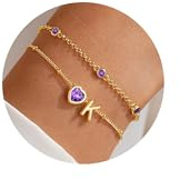 Turandoss armband med bokstäver damer guld födelsesten februari ametist armband bokstäver ett hjärta flicka, födelsedagspresent för kvinnor tonåring flickor mamma fru alla hjärtans dag årsdag smycken