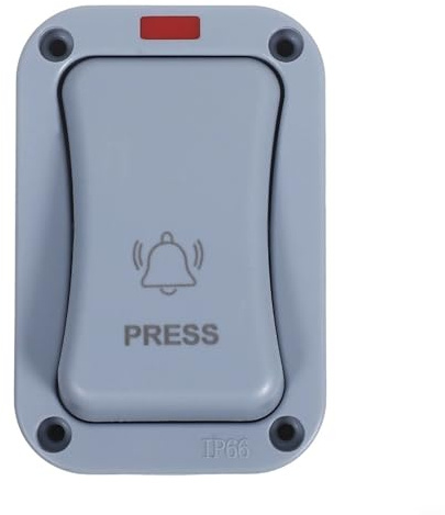 BildeeMait Outdoor Waterproof Doorbell Switch IP66 Rated for Patios & Warehouses, Illuminated Push Button