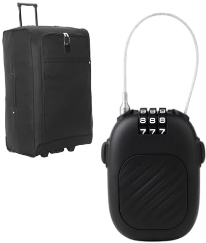 Ski Lock – Portable Retractable Stroller Lock, Black Backpack Safety Locker, Combination Padlocks, Security Device, Compact Travel Design | Convenient Anti-Theft Accessory for Luggage Snowboar
