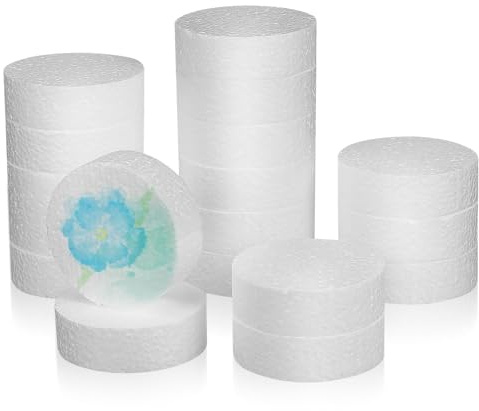 PRETYZOOM Discos de Espuma Redondos 7,5x2,5 Cm, 18 Piezas de Espuma Ligera para Manualidades, Accesorios para Decorar Pasteles, Modelos y Muñecos de Pastel, Material Liviano y Seguro