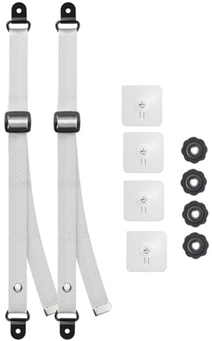 Awwertse 2 Correas de Seguridad Ajustables para TV, Anclajes Adhesivos Antivuelco Sin Taladro para Muebles, Protección para Bebés, Pantallas Planas Fijadas A la Pared.