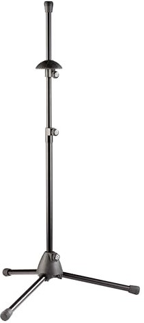 K&M 14985 Posaunen-/Basstrompetenständer Schwarz - Kunststoffsockel mit Klappfüßen - Höhe bis 97 cm flexibel verstellbar